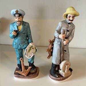 Set of Two Vintage Nautical Figurines with Captain and Sailor 1940-1950’s